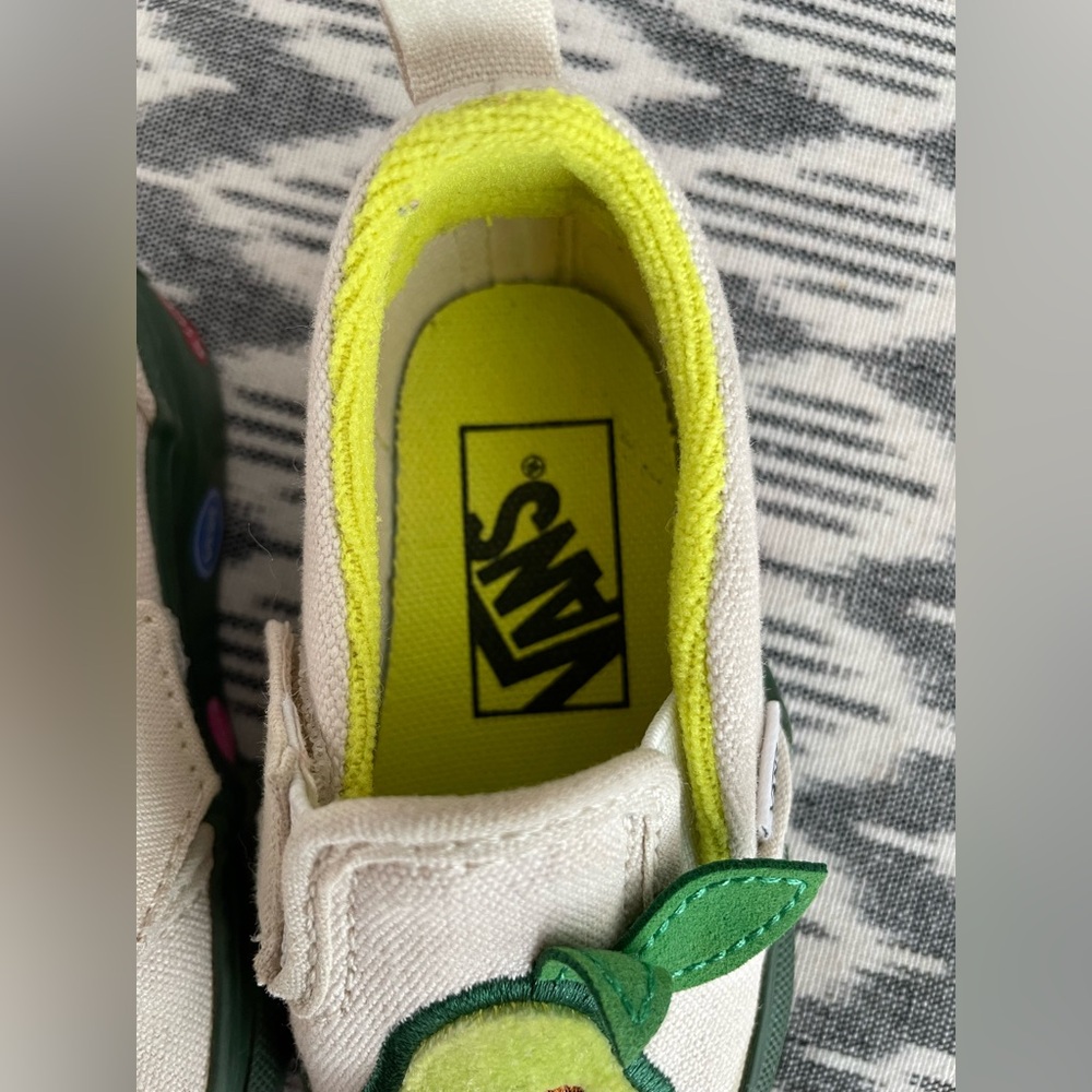 Vans: Toddler Green and Cream Avocado Slip-On Shoes - Picture 11 of 16